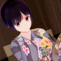 A yukata Tsubasa wears whilst visiting her family's onsen business
